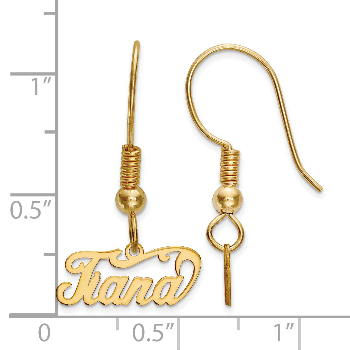 Sterling Silver Gold plated Name Plate Dangle Earrings