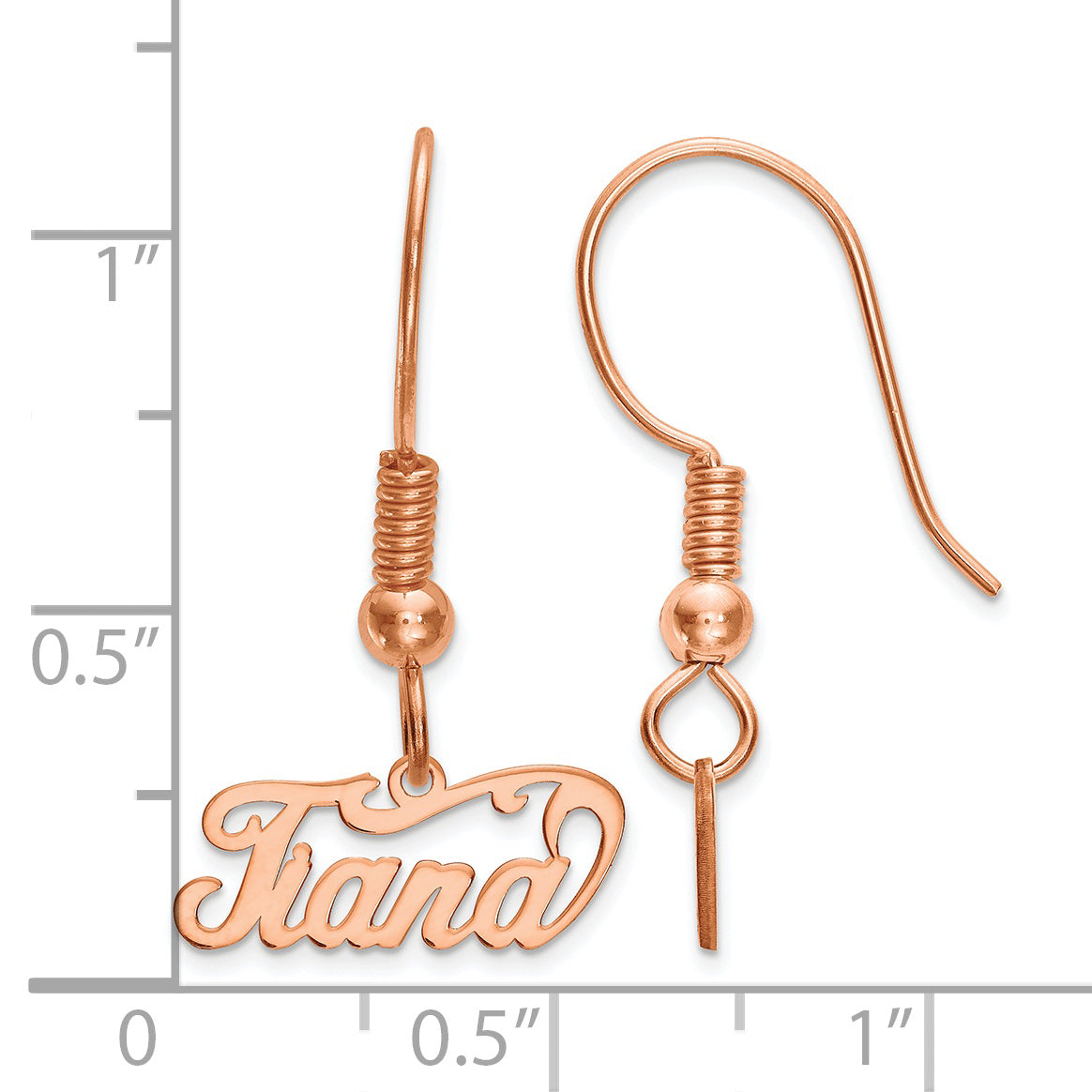 Sterling Silver Rose Gold plated Name Plate Dangle Earrings