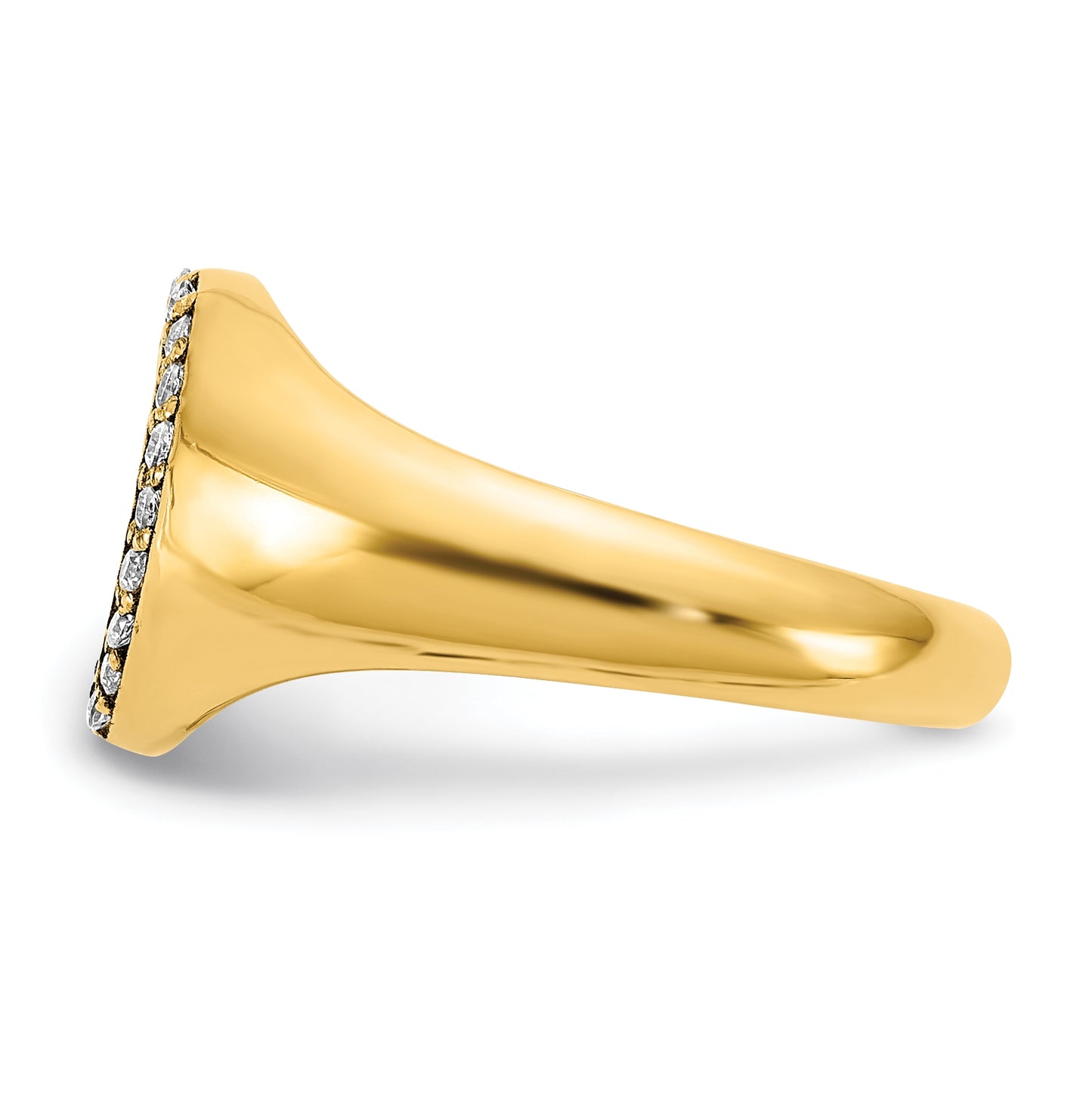 14K Yellow Gold Large Diamond Oval Classic Monogram Signet Ring