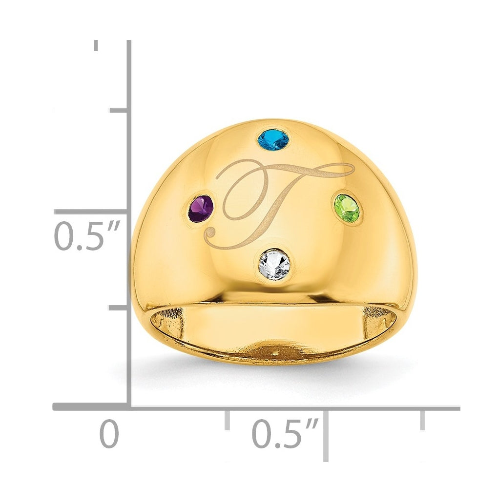 Sterling Silver Or Gold Plated Birthstone Personalized Cigar Ring