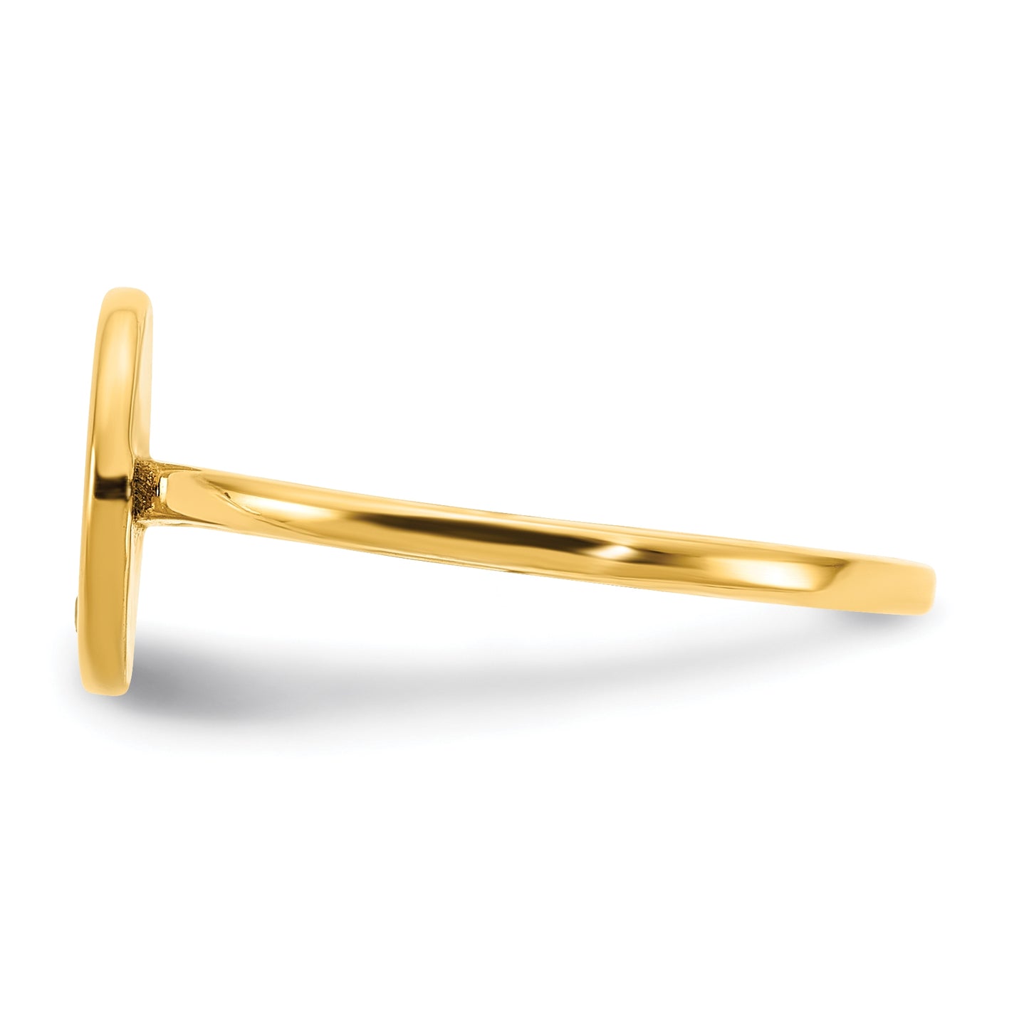 14K Yellow Gold Initial Circle with Diamond Signet Ring, Size 7