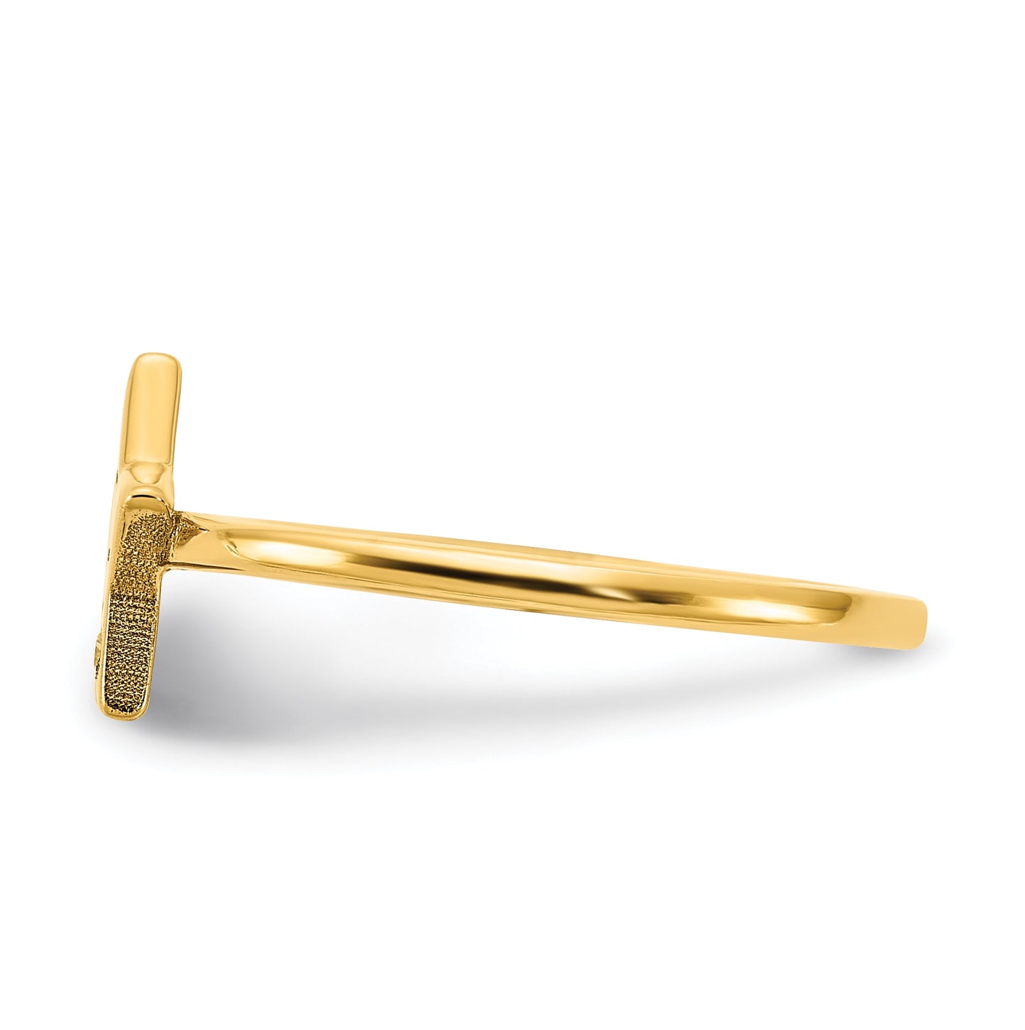 14K Yellow Gold Initial Star with Diamond Signet Ring, Size 7