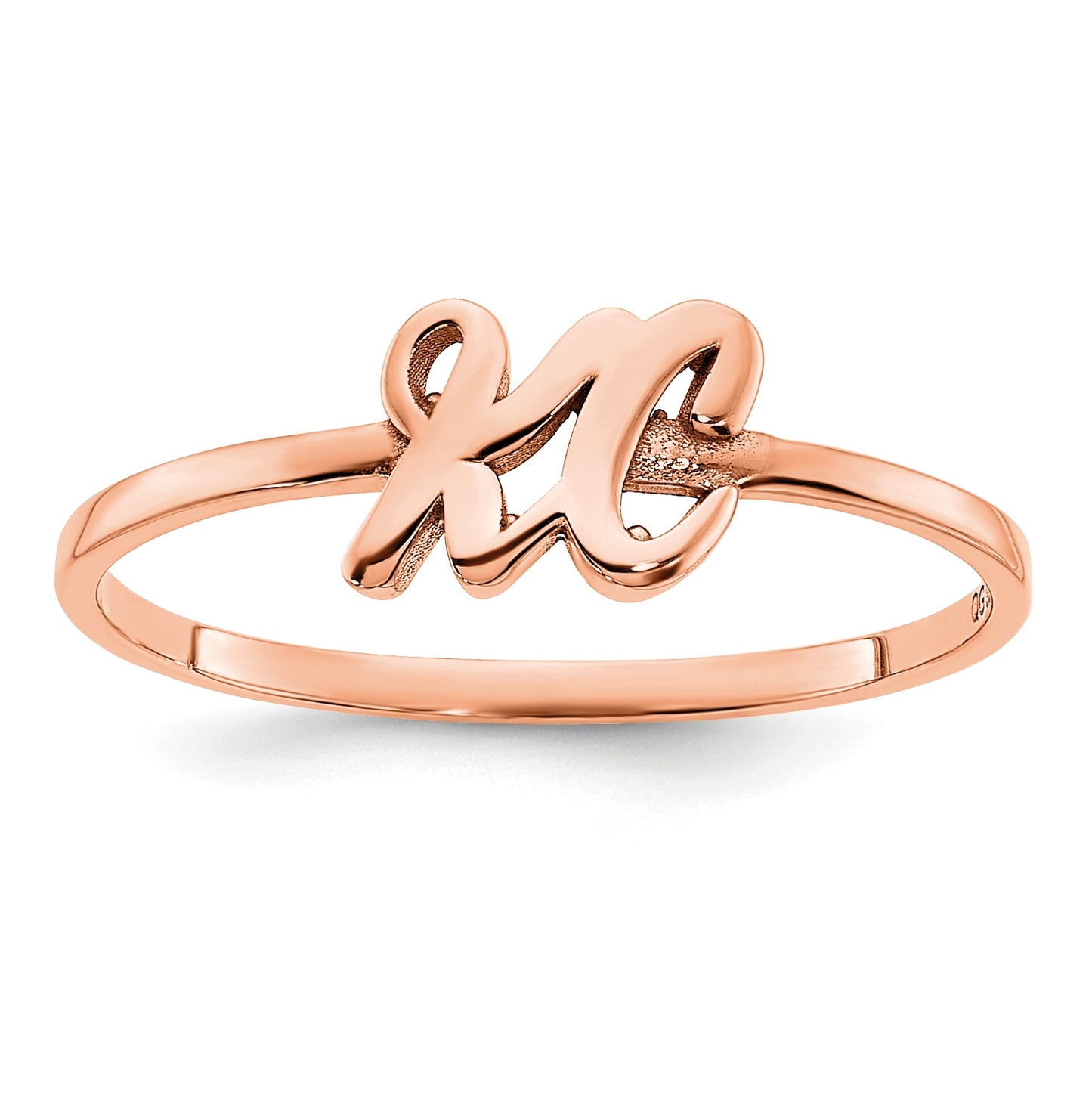 Sterling Silver Rose Gold plated Double Initial Script or Block Font Ring, Size 6
