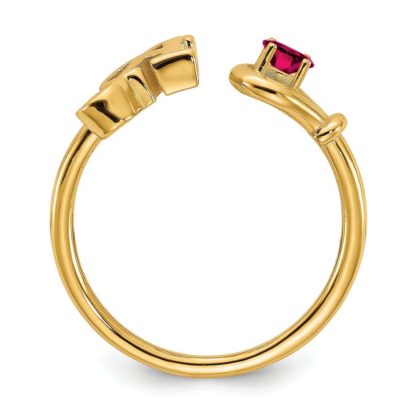 14K Yellow Gold Letter A with Birthstone Ring, Size 7