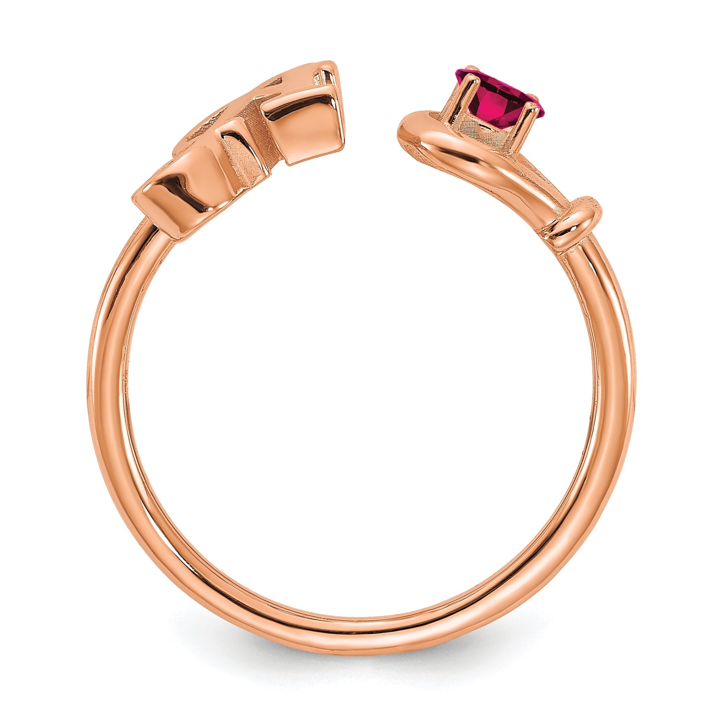 10K Rose Gold Letter A with Birthstone Ring