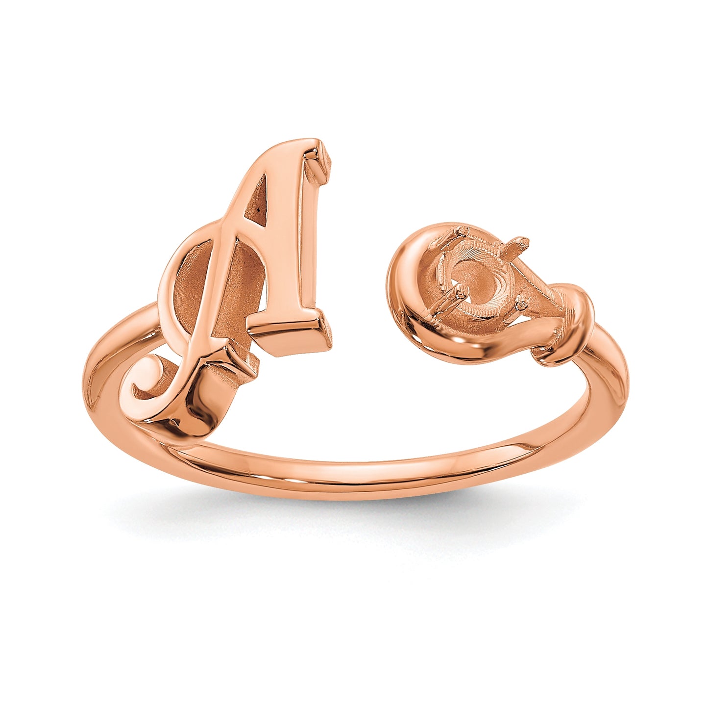 10K Rose Gold Letter A with Birthstone Ring