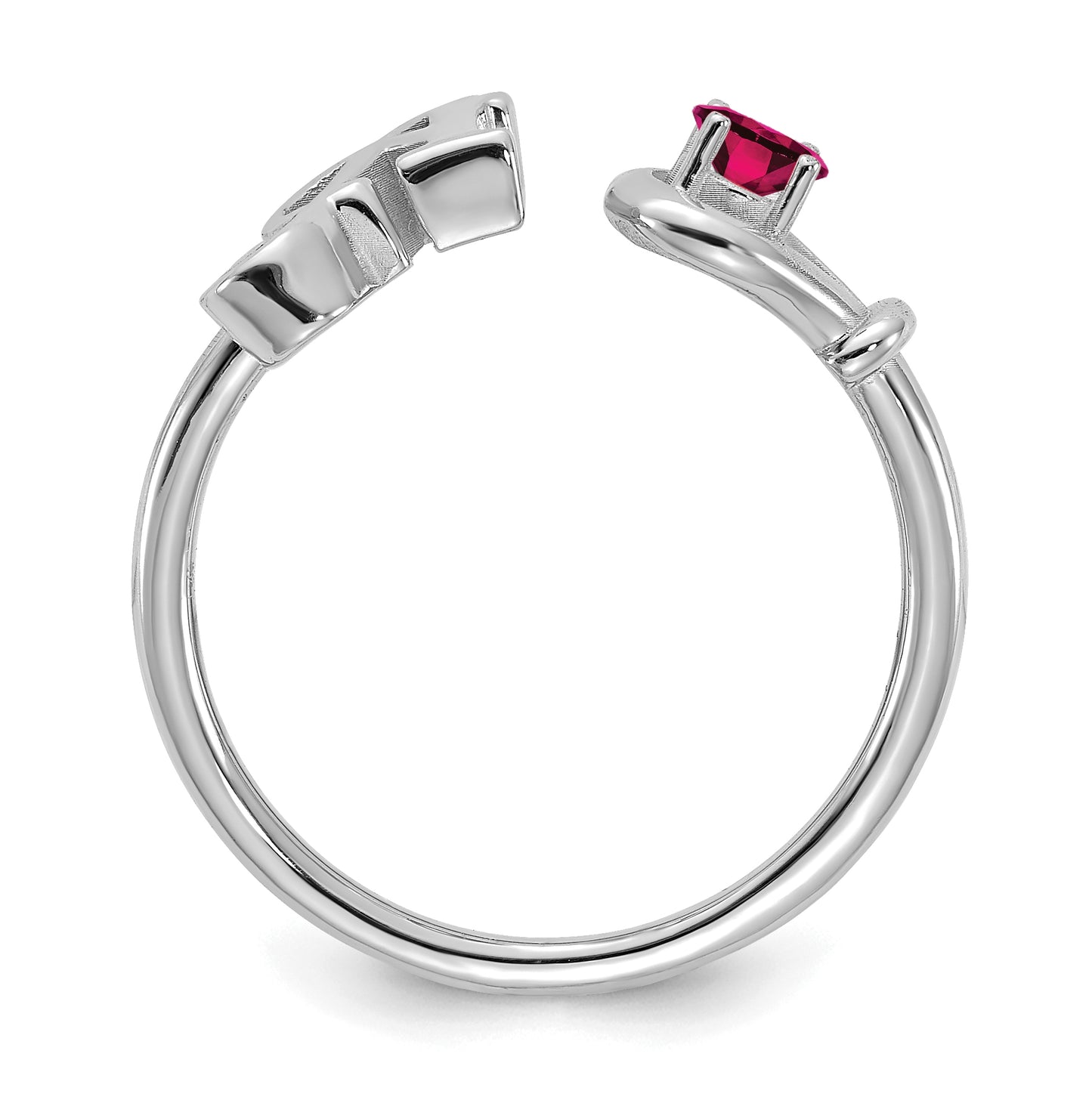 10K White Gold Letter A with Birthstone Ring