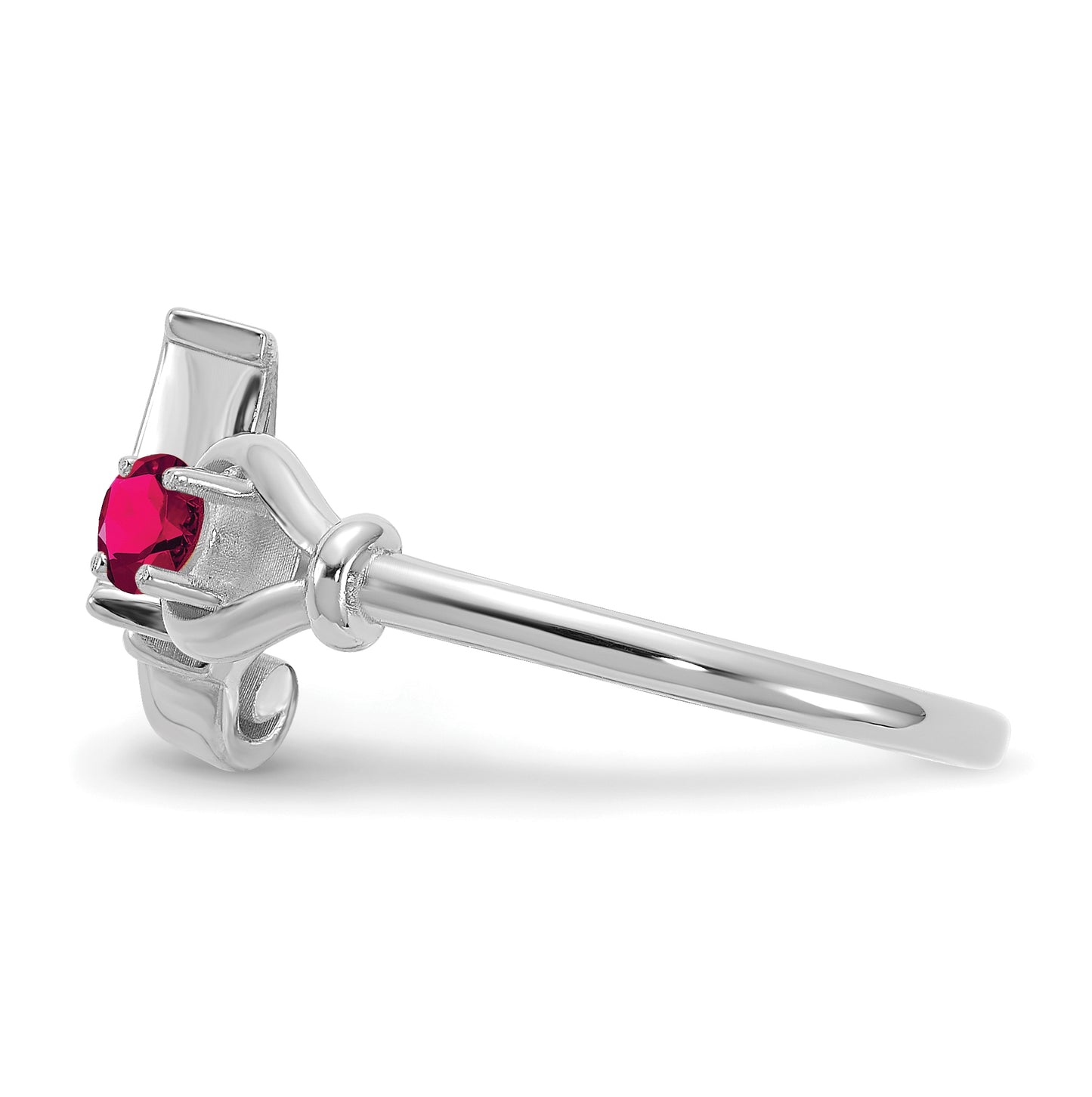 10K White Gold Letter A with Birthstone Ring