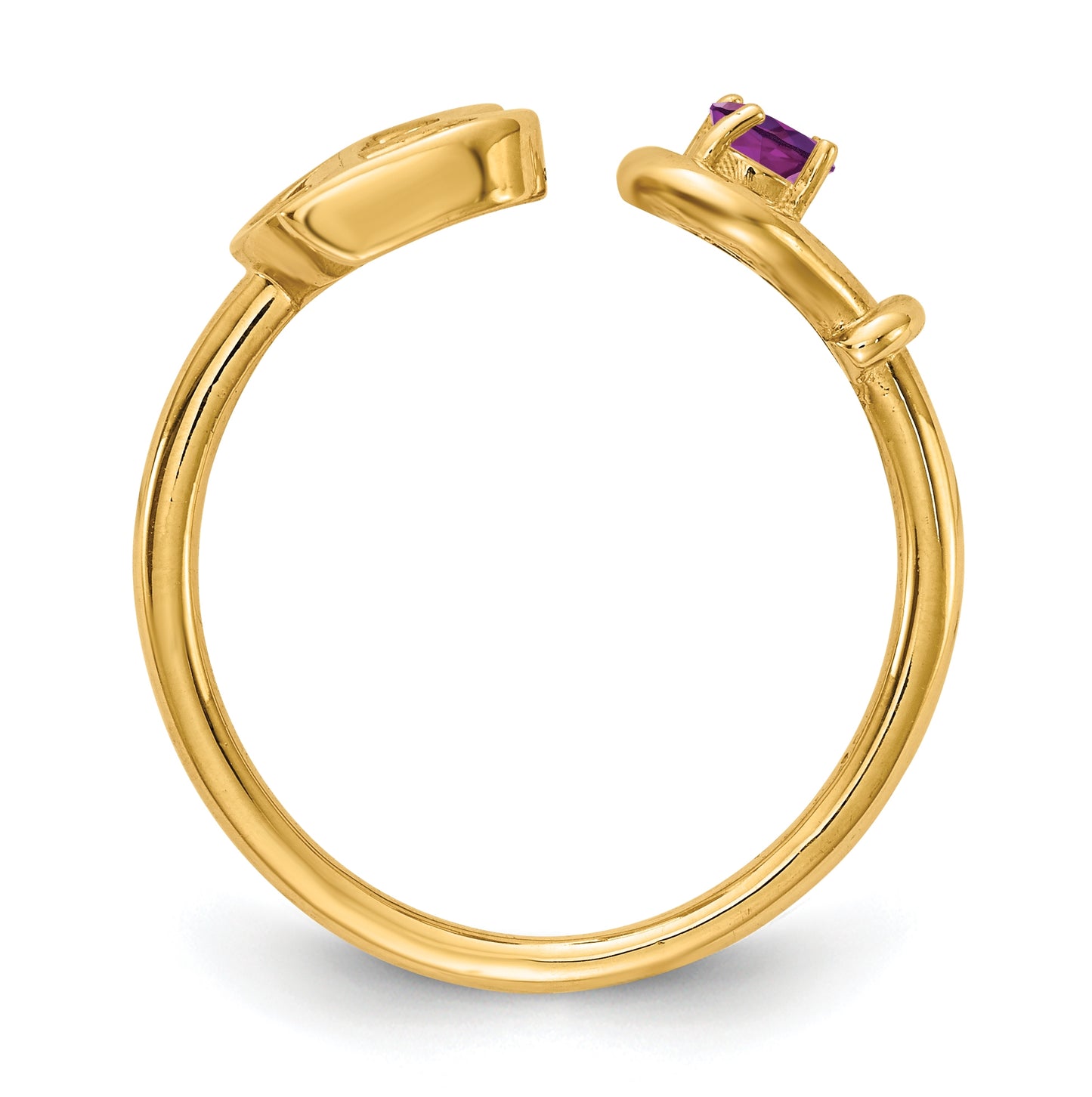 14K Yellow Gold Letter B with Birthstone Ring, Size 7