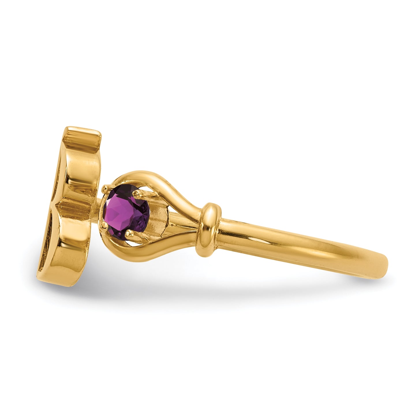 14K Yellow Gold Letter B with Birthstone Ring, Size 7