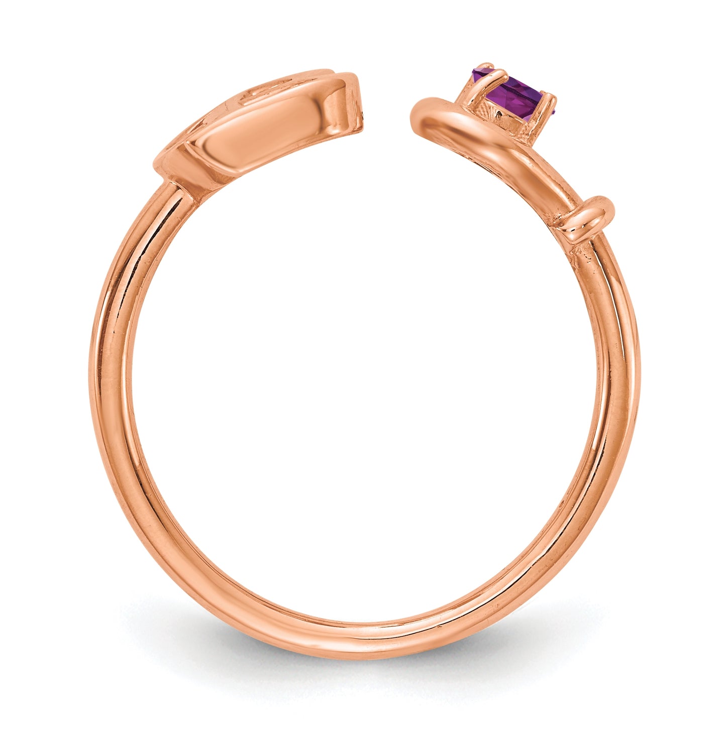 14K Rose Gold Letter B with Birthstone Ring, Size 8