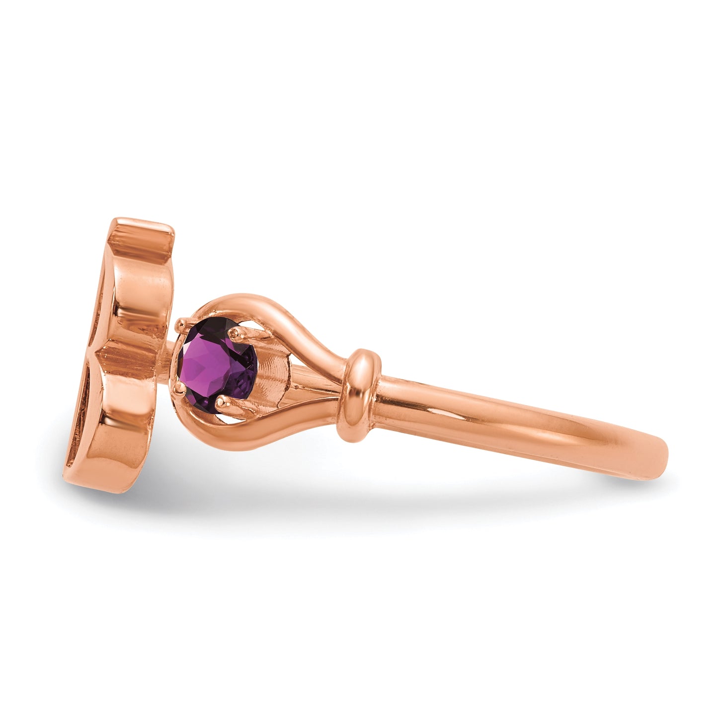 Sterling Silver Rose Gold plated Letter B with Birthstone Ring, Size 8