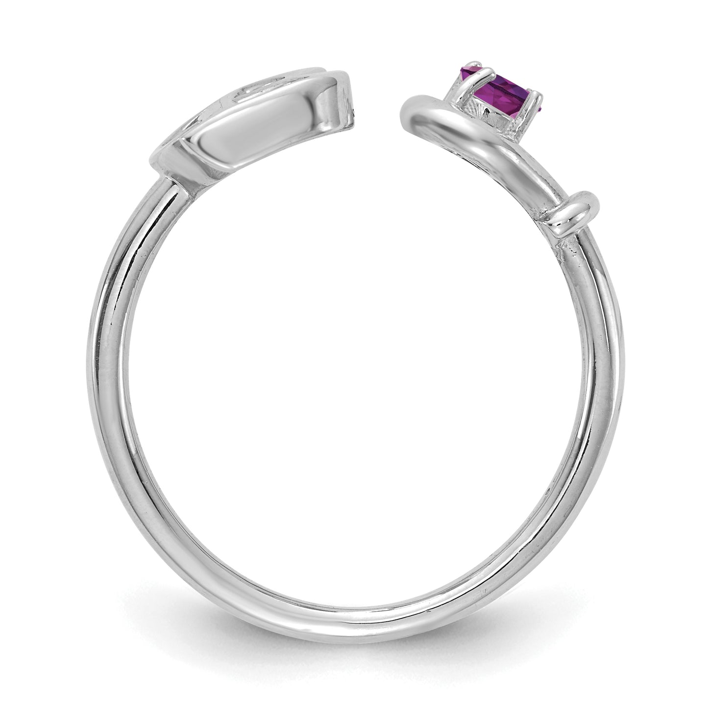 Sterling Silver Rhodium plated Letter B with Birthstone Ring, Size 7