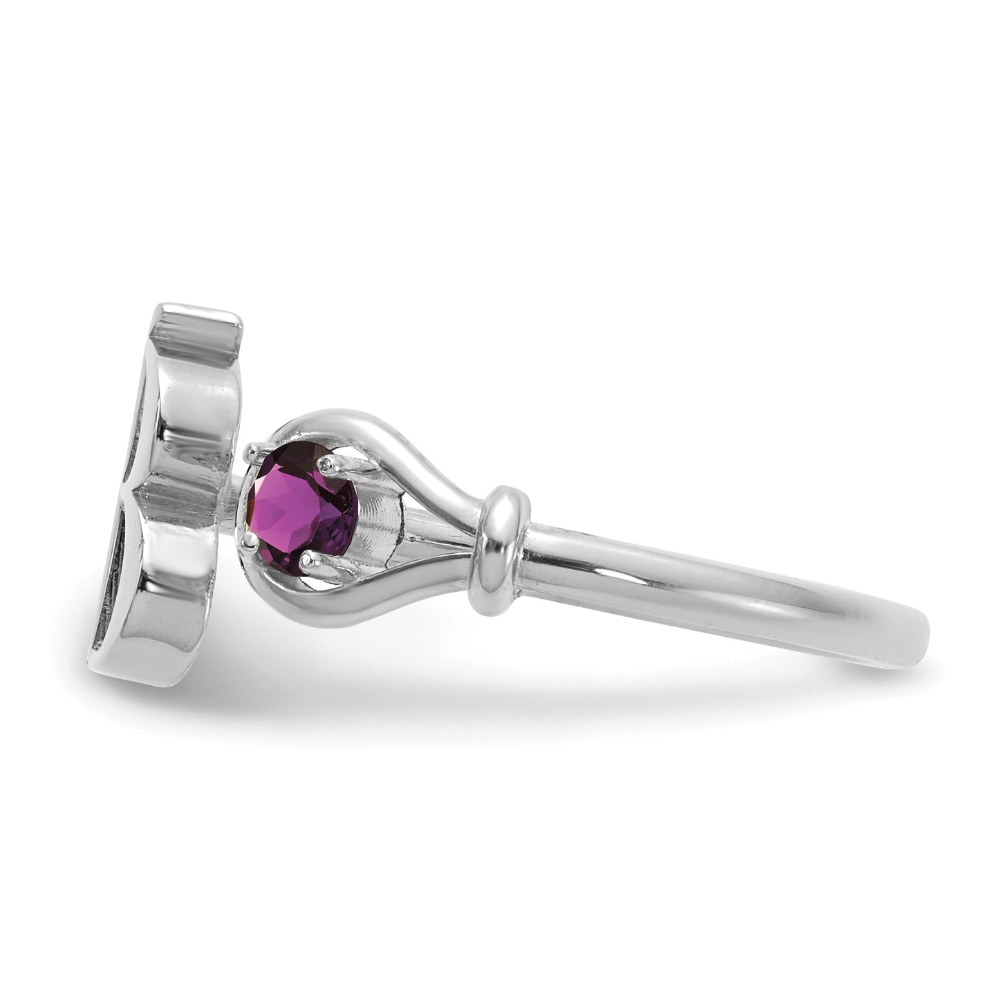 Sterling Silver Rhodium plated Letter B with Birthstone Ring, Size 7