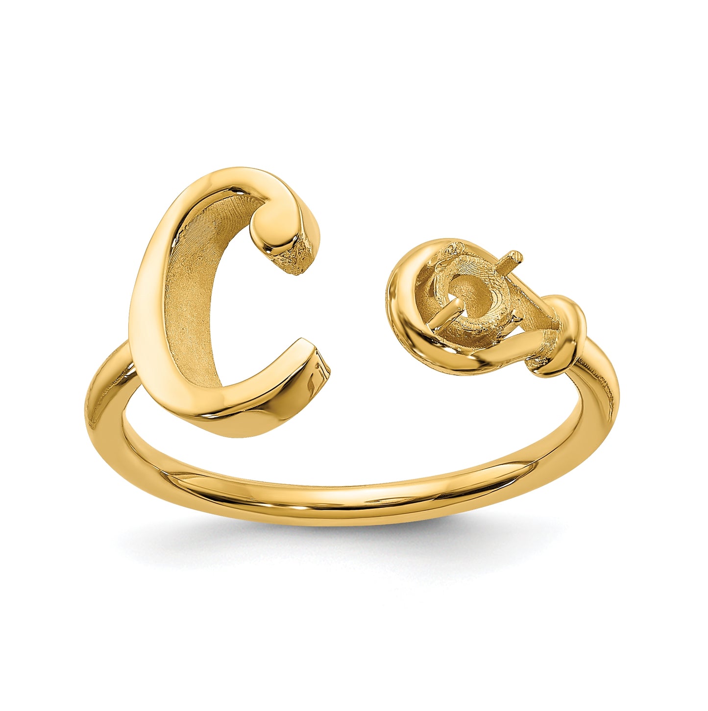 14K Yellow Gold Letter C with Birthstone Ring, Size 7