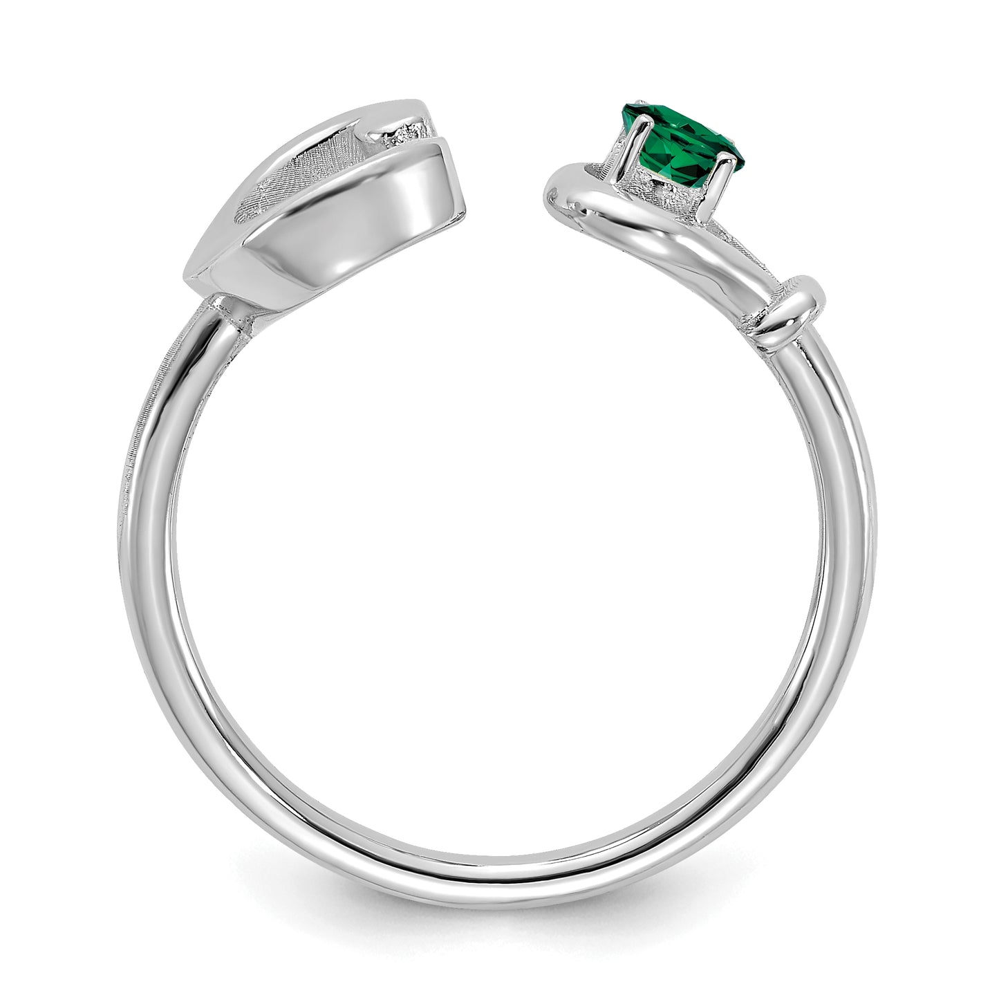 10K White Gold Letter C with Birthstone Ring