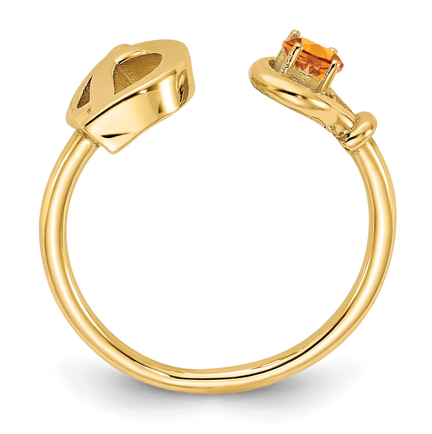 14K Yellow Gold Letter D with Birthstone Ring, Size 7