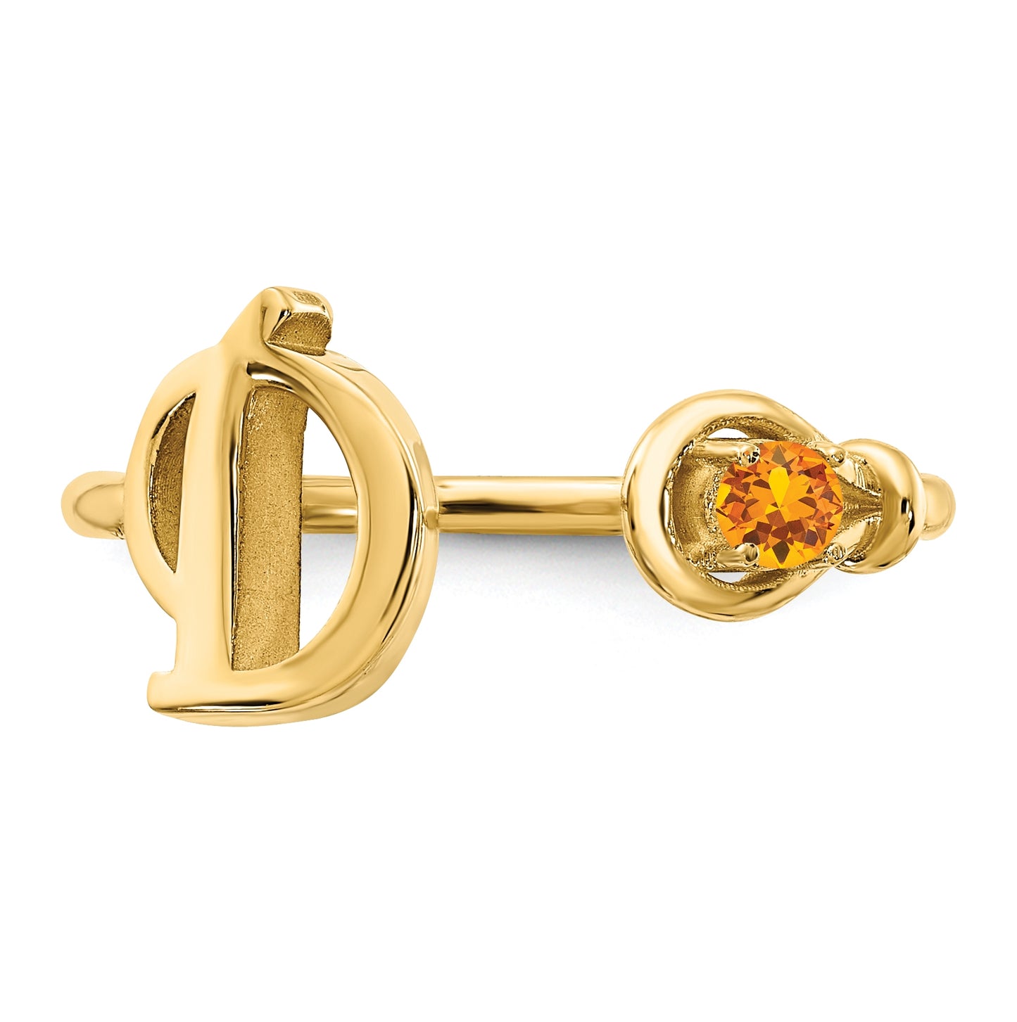 14K Yellow Gold Letter D with Birthstone Ring, Size 7