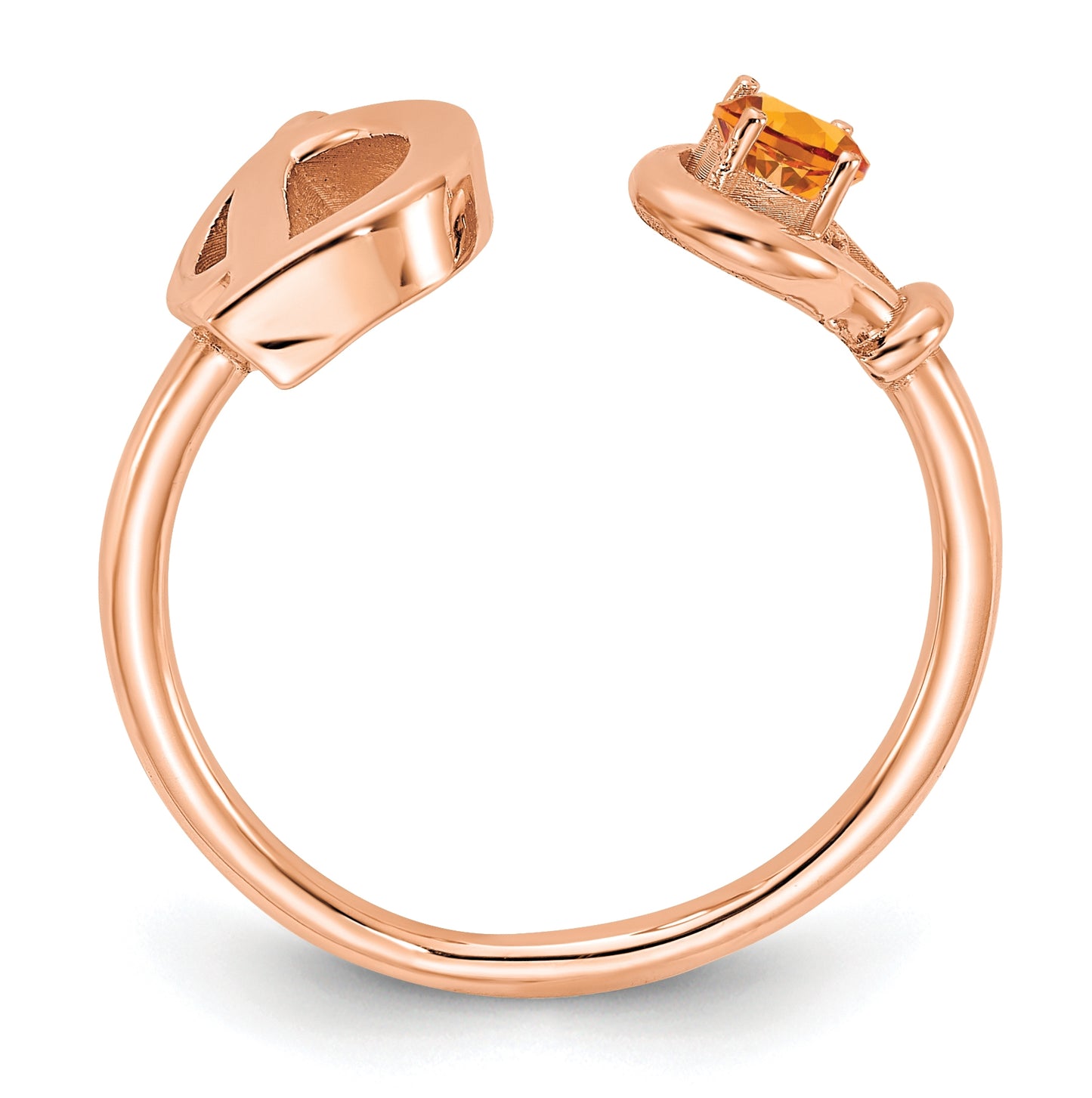 14K Rose Gold Letter D with Birthstone Ring, Size 8