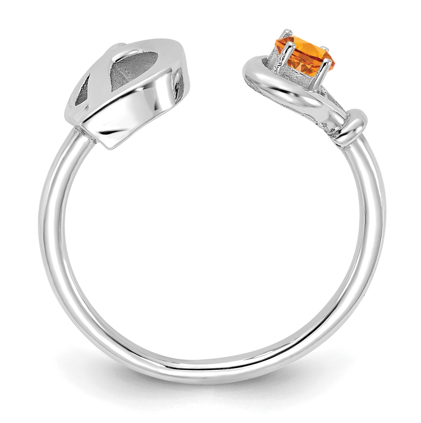 Sterling Silver Rhodium plated Letter D with Birthstone Ring, Size 7