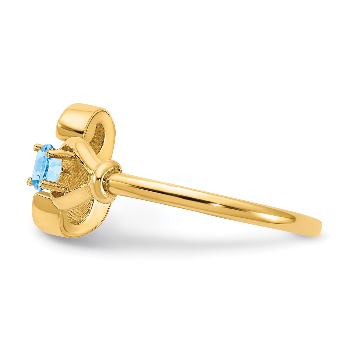 14K Yellow Gold Letter E with Birthstone Ring, Size 7