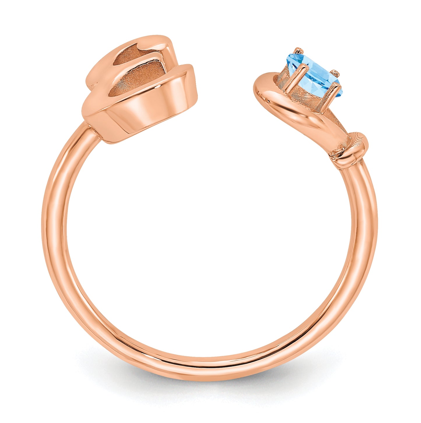 10K Rose Gold Letter E with Birthstone Ring