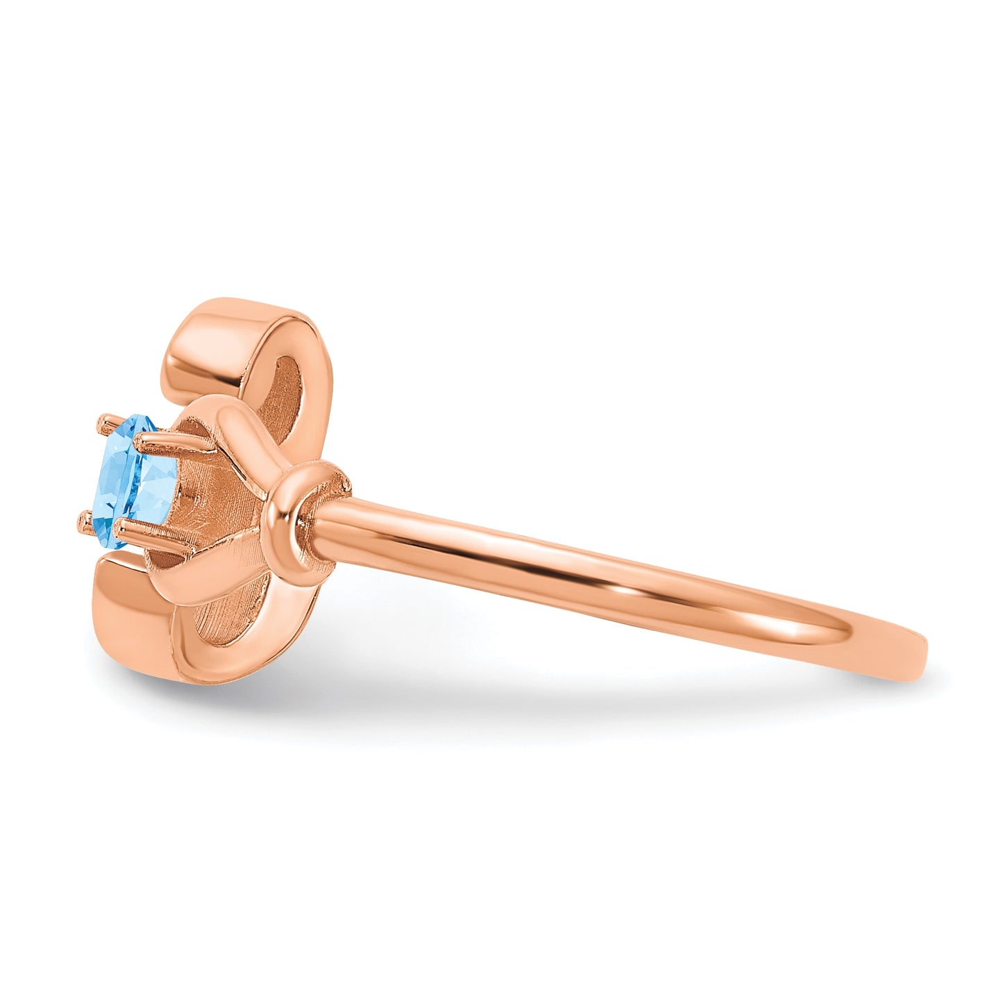 10K Rose Gold Letter E with Birthstone Ring