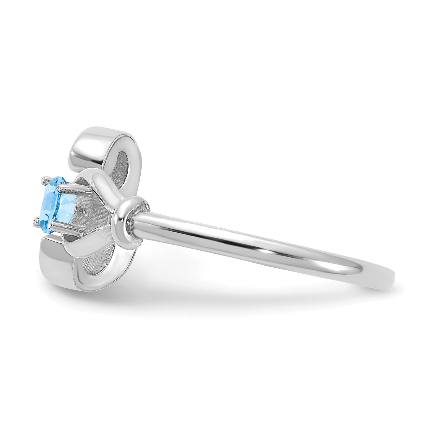 Sterling Silver Rhodium plated Letter E with Birthstone Ring, Size 7