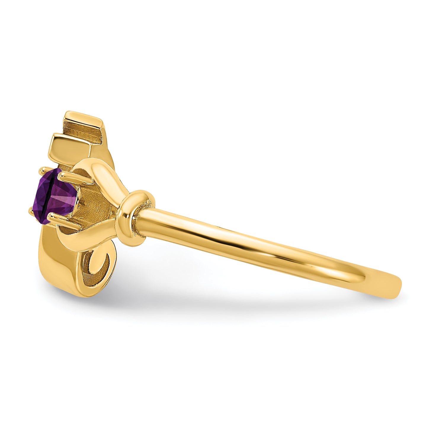14K Yellow Gold Letter F with Birthstone Ring, Size 7