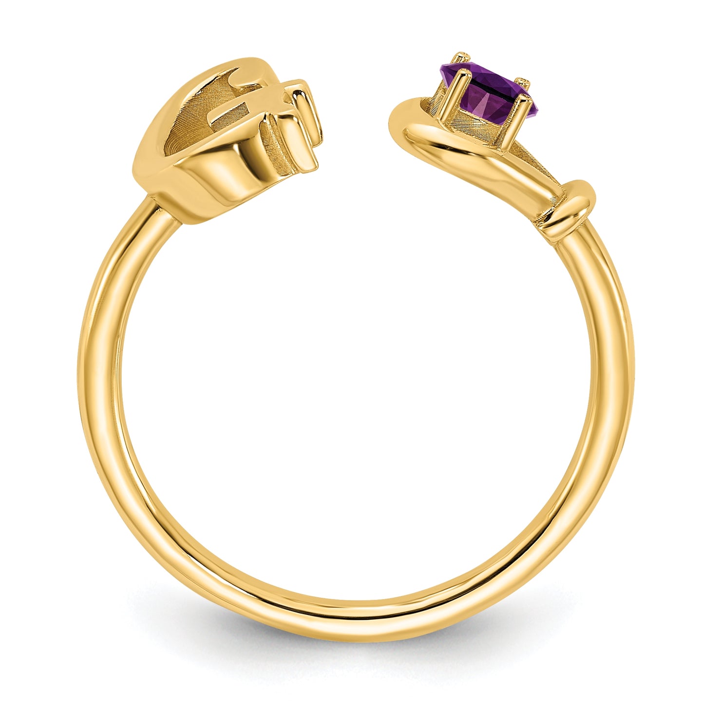 Sterling Silver Gold plated Letter G with Birthstone Ring, Size 6