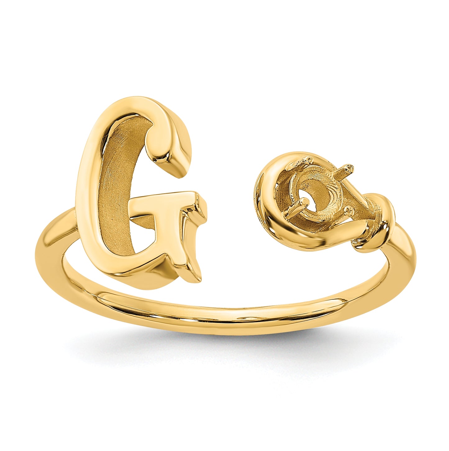 14K Yellow Gold Letter G with Birthstone Ring, Size 7
