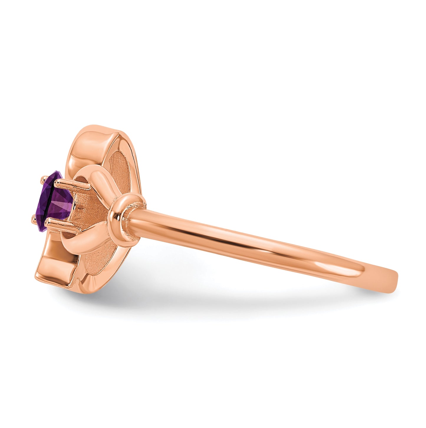 14K Rose Gold Letter G with Birthstone Ring, Size 8