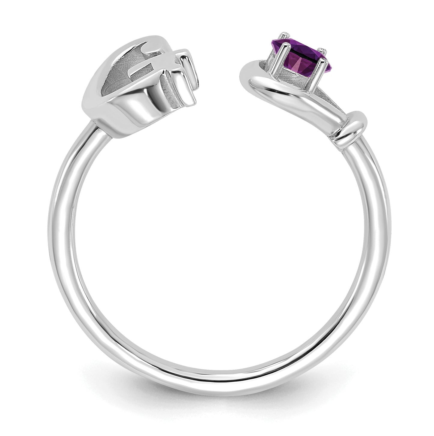 10K White Gold Letter G with Birthstone Ring