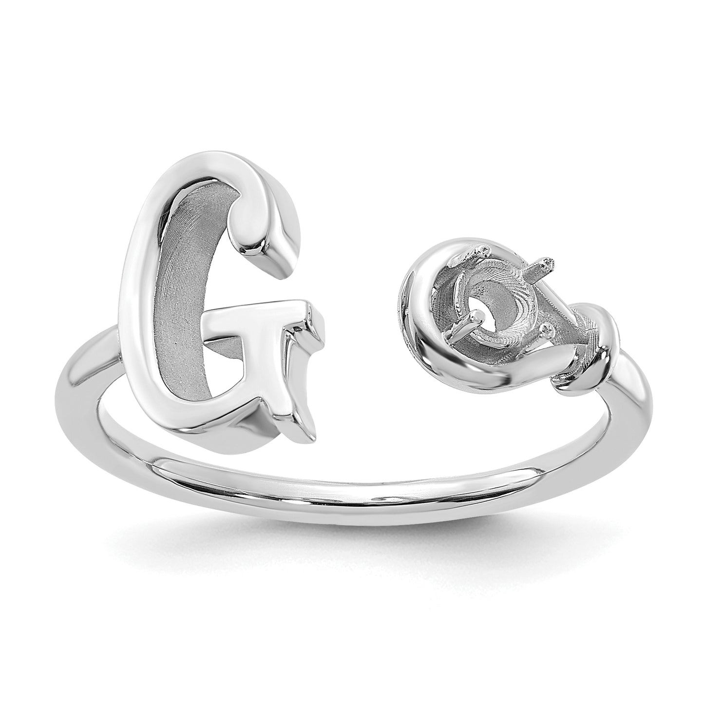 10K White Gold Letter G with Birthstone Ring