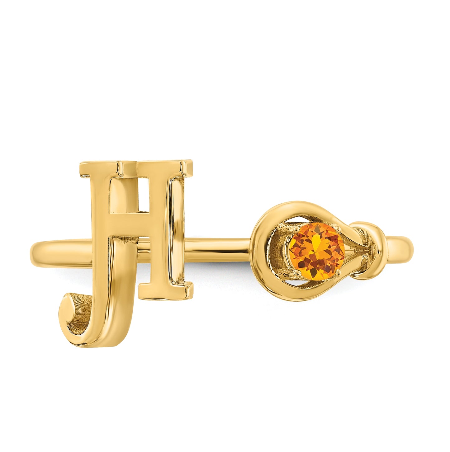 Sterling Silver Gold plated Letter H with Birthstone Ring, Size 6