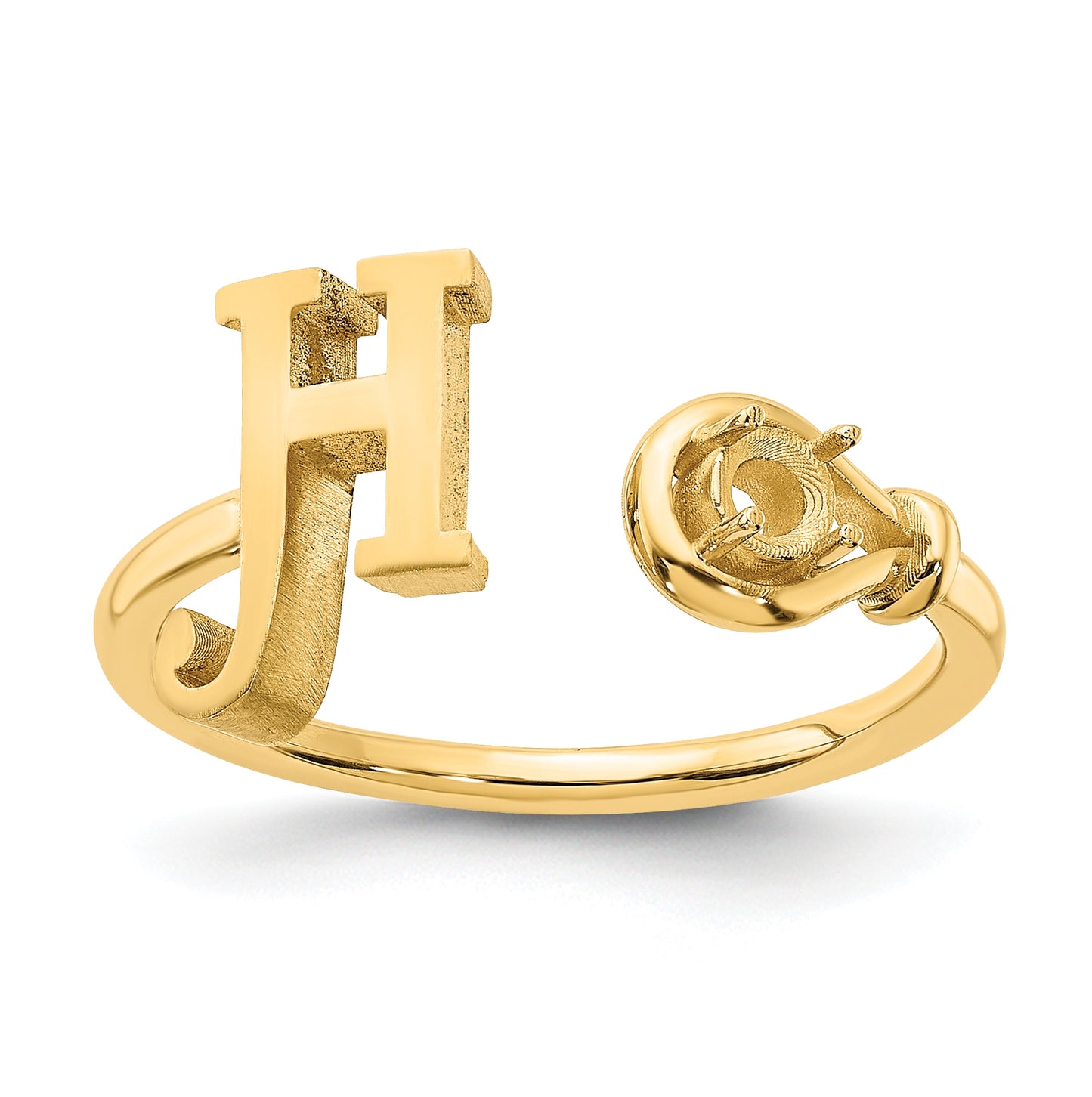 Sterling Silver Gold plated Letter H with Birthstone Ring, Size 6