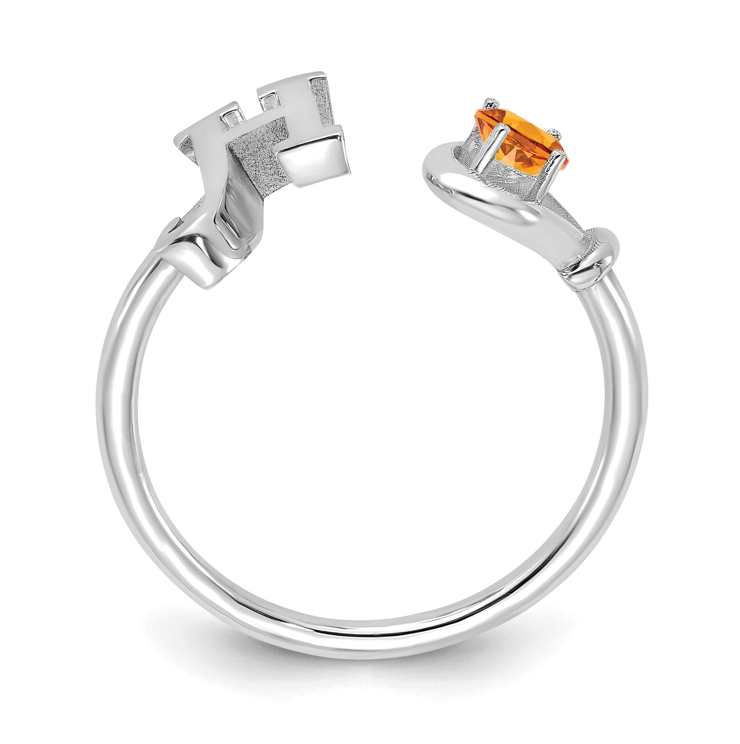 10K White Gold Letter H with Birthstone Ring