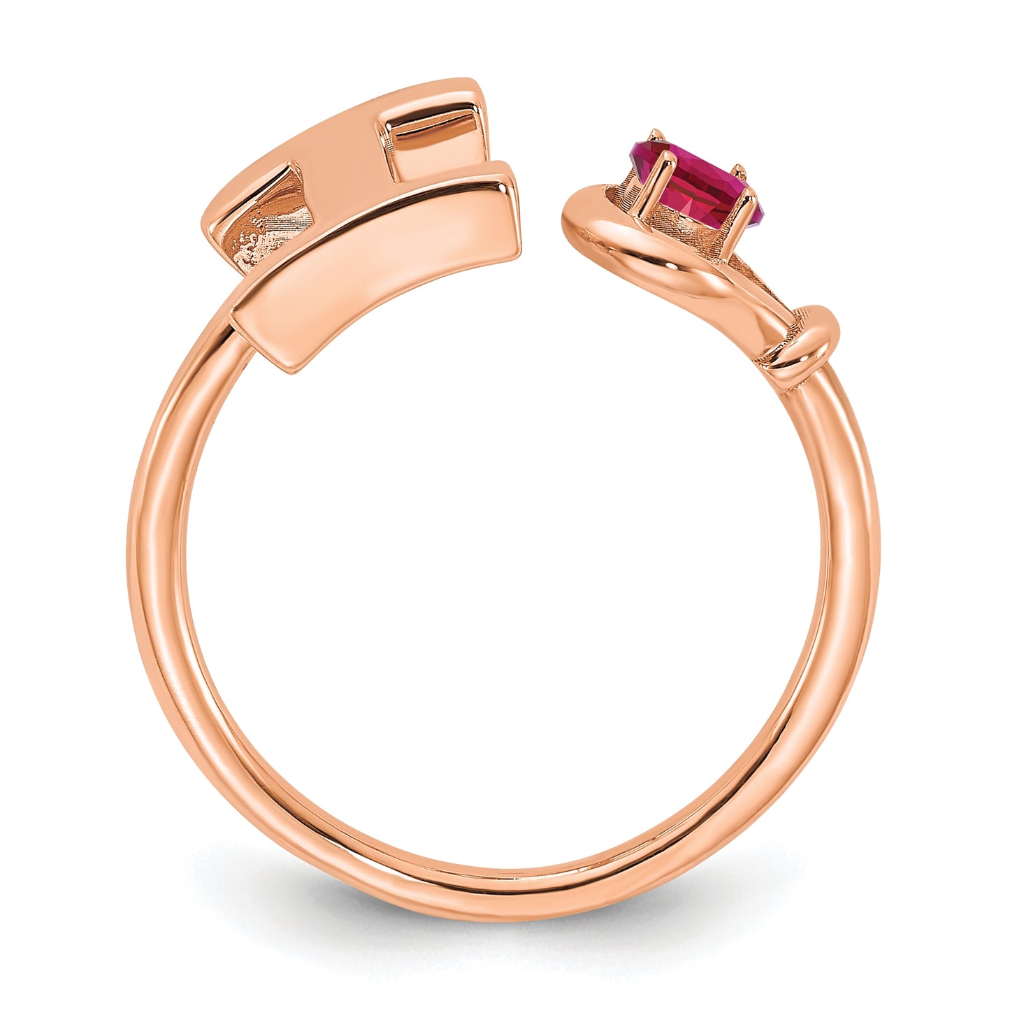 10K Rose Gold Letter I with Birthstone Ring