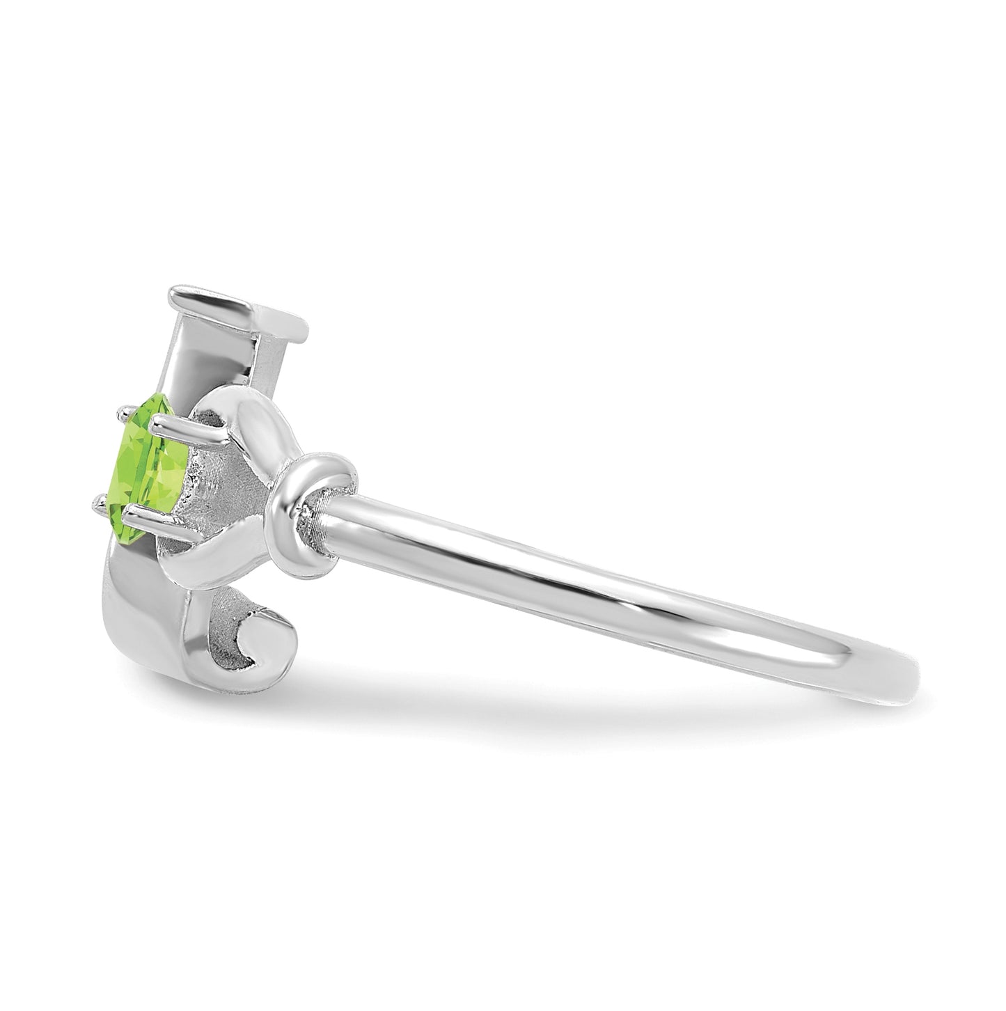 10K White Gold Letter J with Birthstone Ring