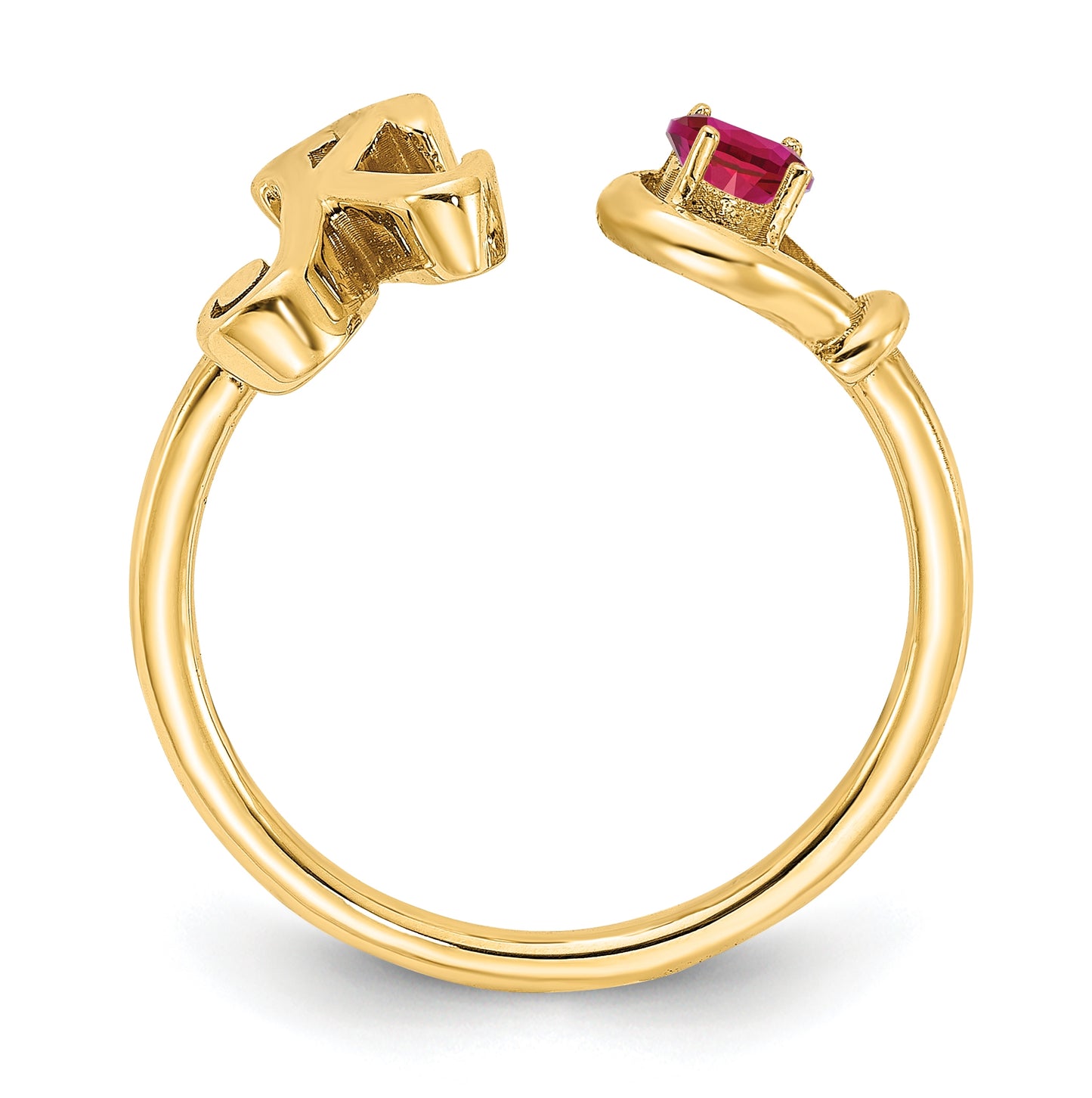 14K Yellow Gold Letter K with Birthstone Ring, Size 7