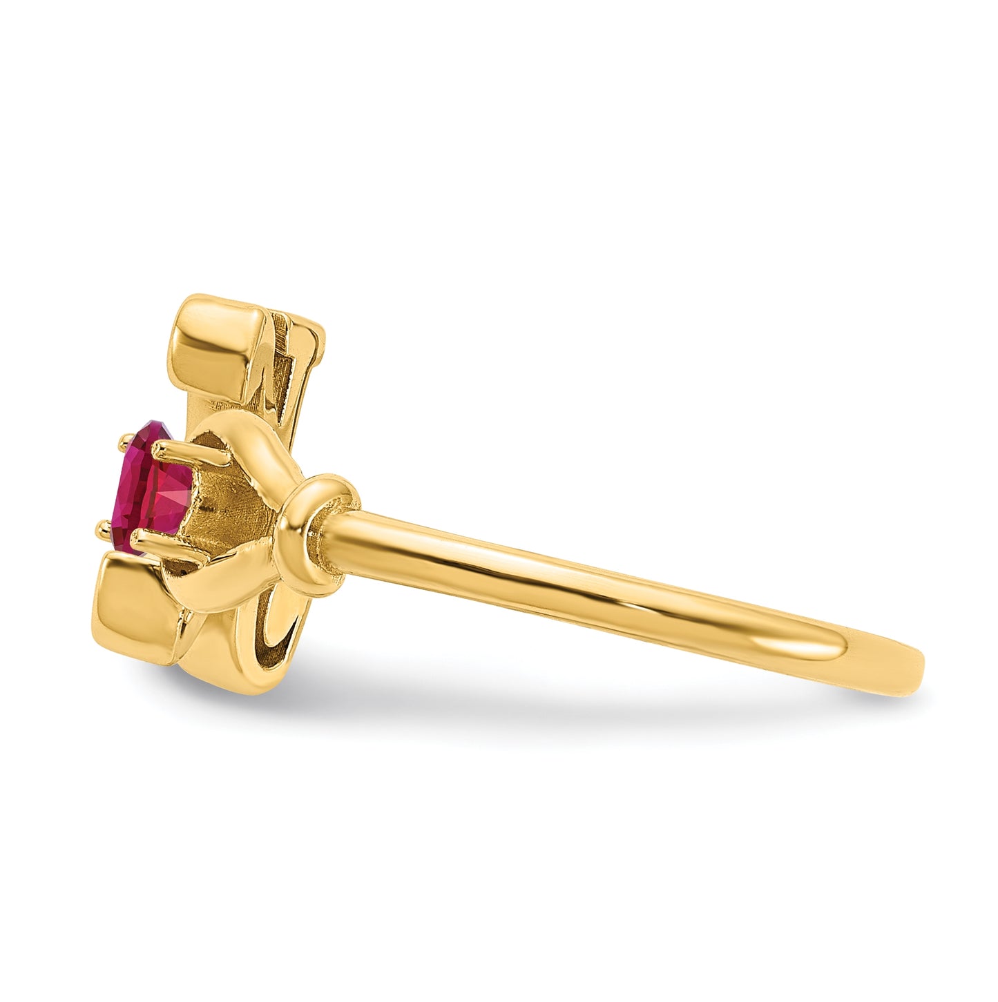 14K Yellow Gold Letter K with Birthstone Ring, Size 7