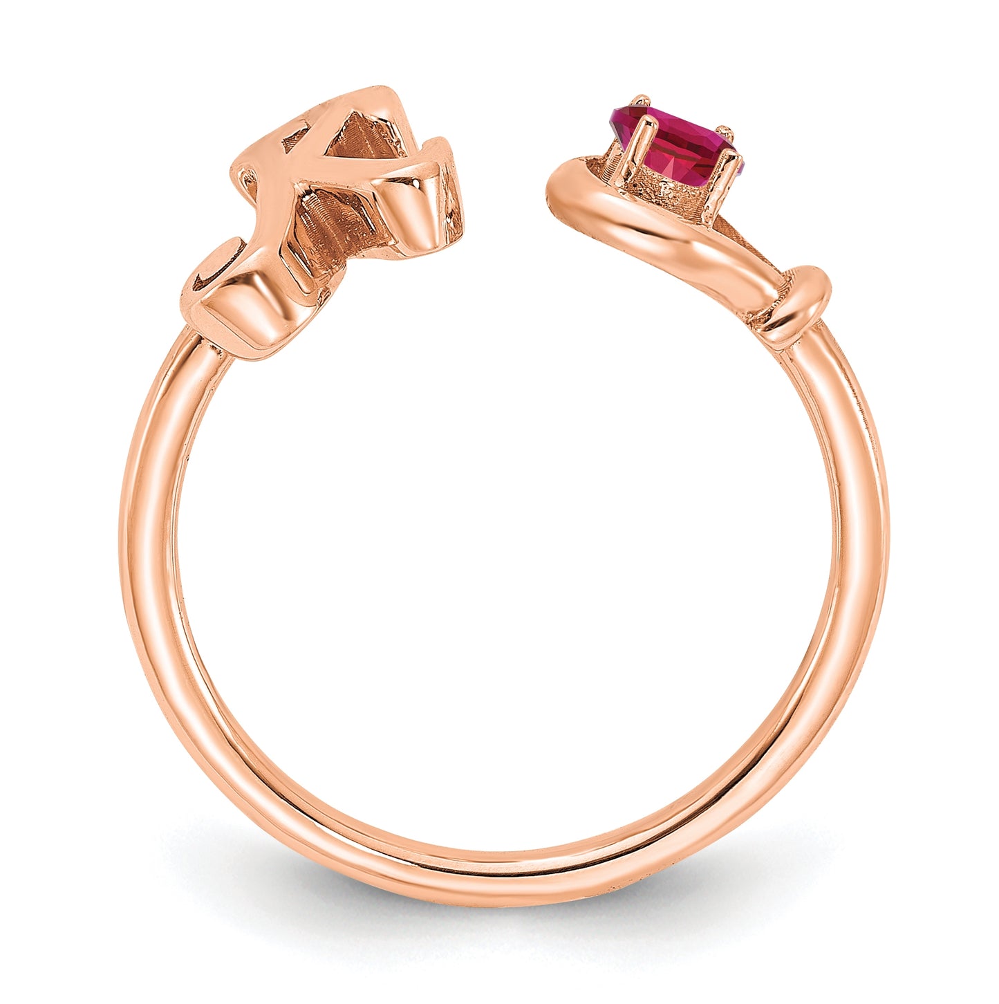 10K Rose Gold Letter K with Birthstone Ring