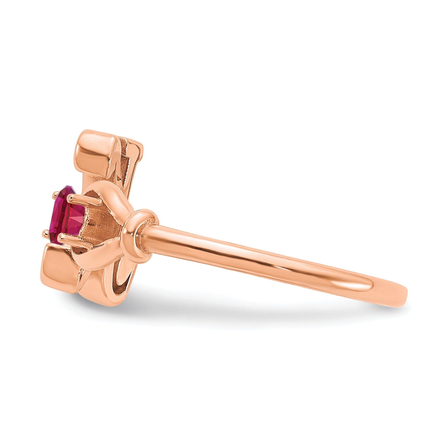 10K Rose Gold Letter K with Birthstone Ring