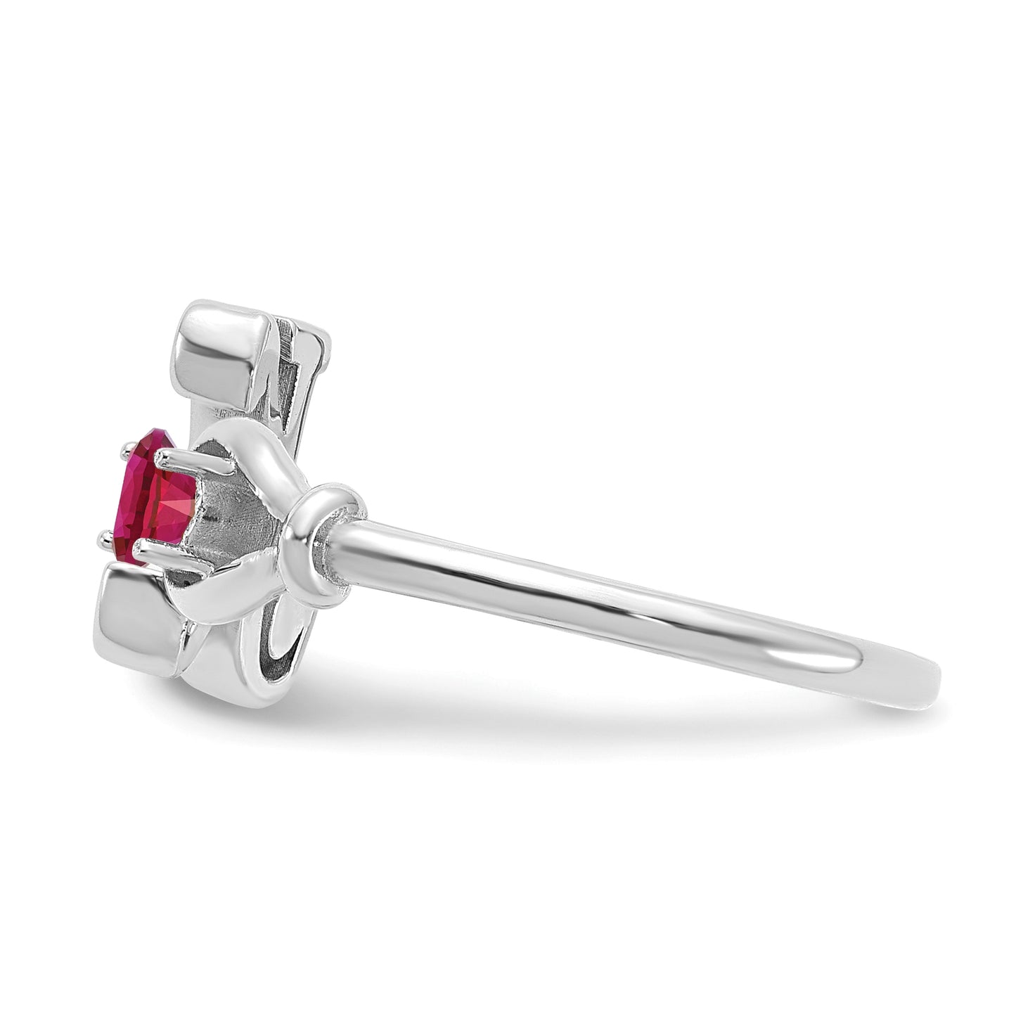 Sterling Silver Rhodium plated Letter K with Birthstone Ring, Size 7