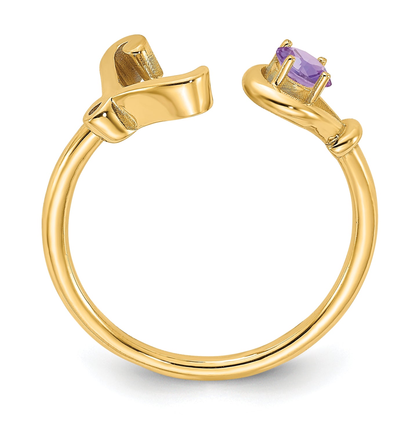14K Yellow Gold Letter L with Birthstone Ring, Size 7