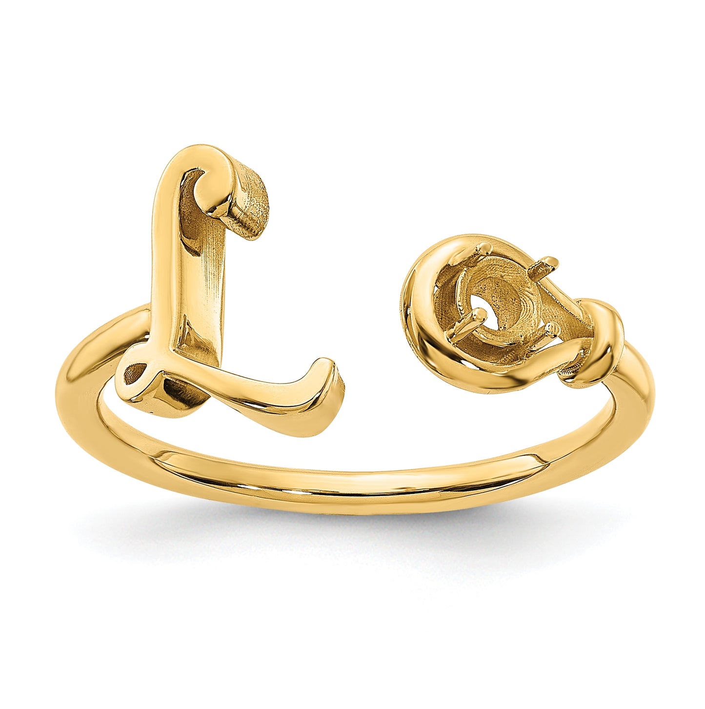 14K Yellow Gold Letter L with Birthstone Ring, Size 7
