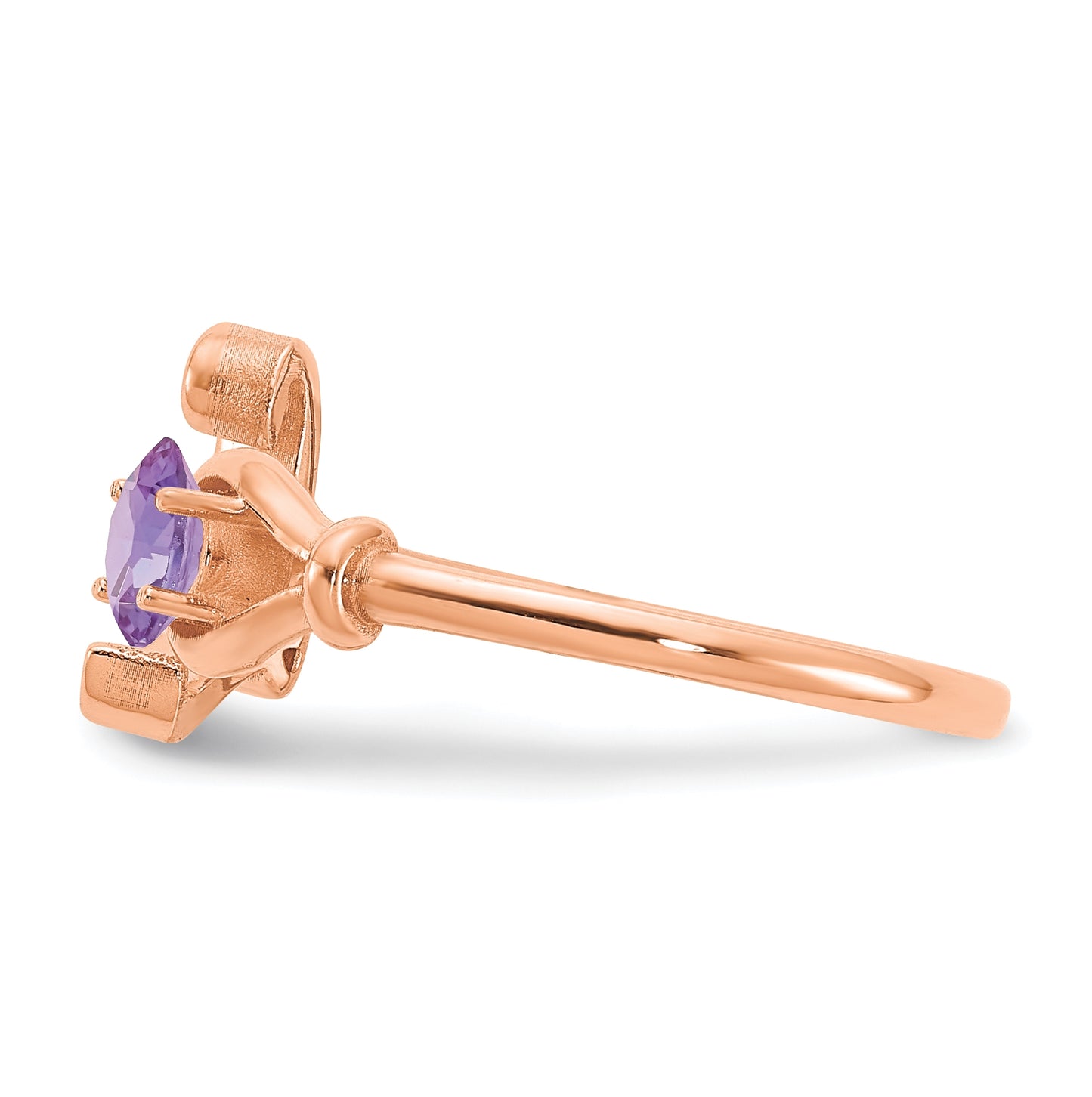 14K Rose Gold Letter L with Birthstone Ring, Size 8
