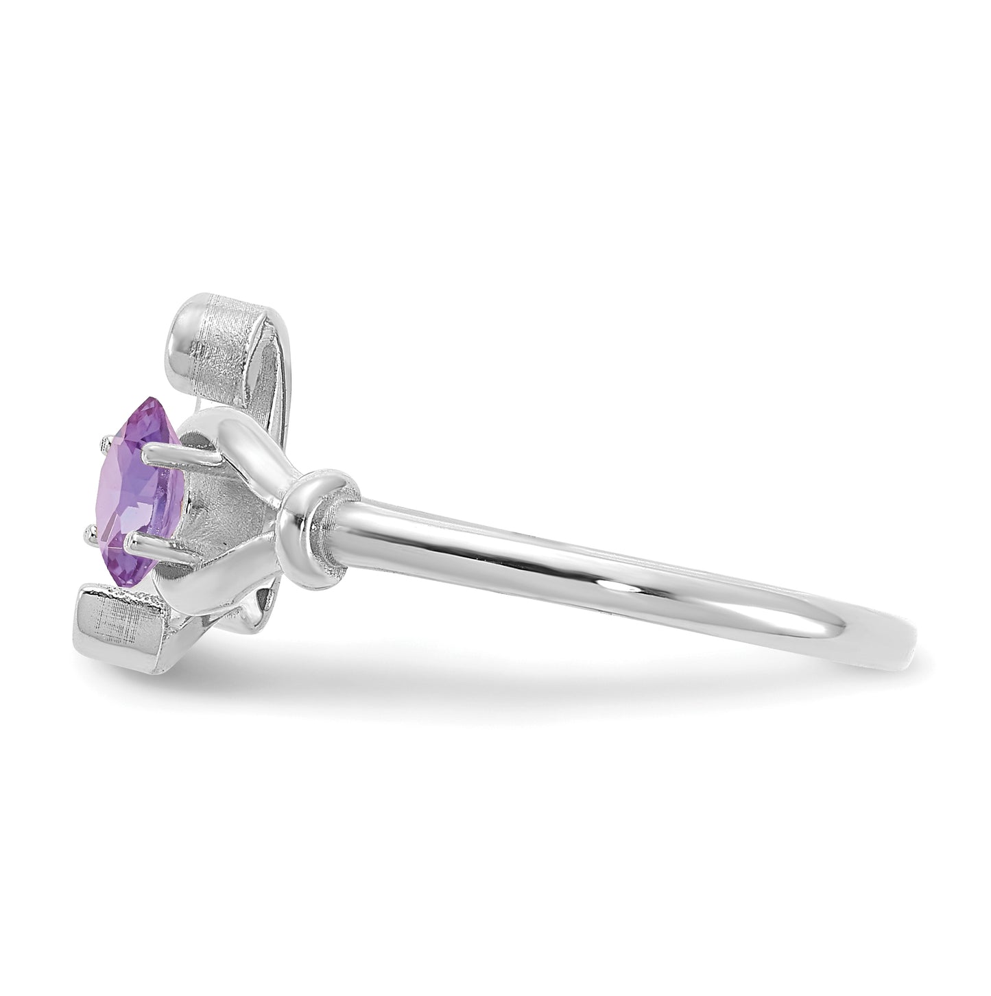 14K White Gold Letter L with Birthstone Ring, Size 7