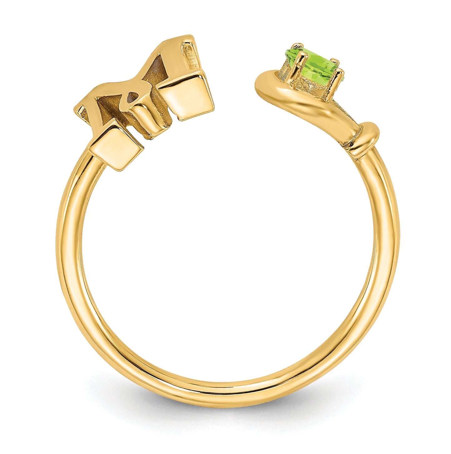 14K Yellow Gold Letter M with Birthstone Ring, Size 7