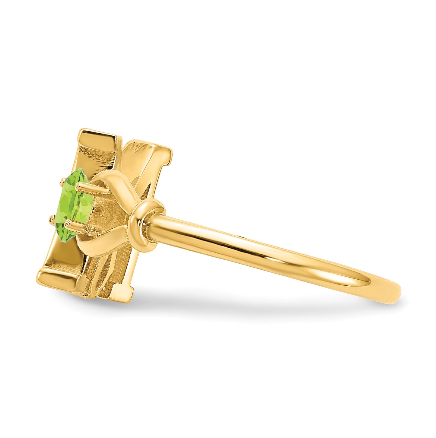 14K Yellow Gold Letter M with Birthstone Ring, Size 7